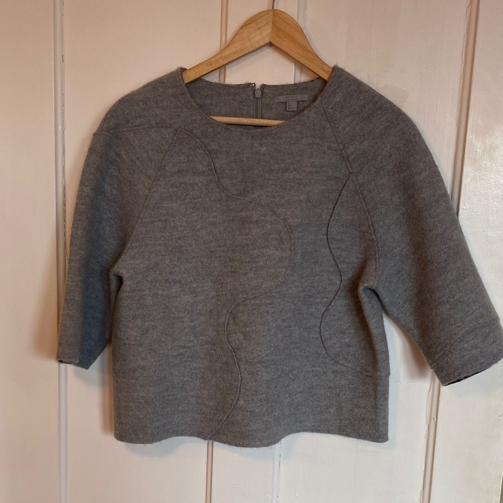 COS Heather Gray Textured Sweater